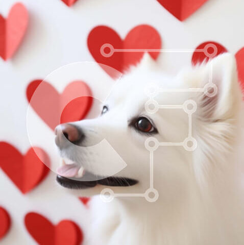 Intra Συλλεκτικό Ξύλινο Παζλ Plywood 4mm - Λευκό σκυλί με κόκκινες καρδιές Σε Ξύλινο Κουτί - Διαστάσεις: 10x10 cm – 25 κομμάτια - Image 1