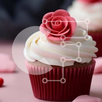 Intra Συλλεκτικό Ξύλινο Παζλ Plywood  4mm - Cupcakes του Αγίου Βαλεντίνου με κόκκινο και λευκό τριαντάφυλλο Σε Ξύλινο Κουτί - Διαστάσεις: 10x10 cm – 25 κομμάτια - Image 1