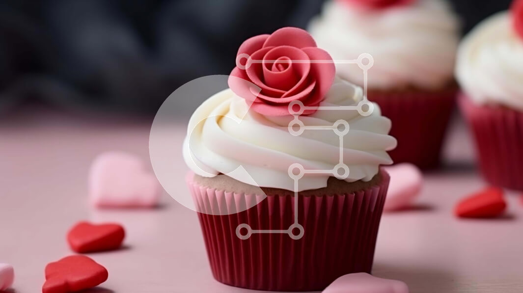 Intra Συλλεκτικό Ξύλινο Παζλ Plywood  4mm - Cupcakes του Αγίου Βαλεντίνου με κόκκινο και λευκό τριαντάφυλλο Σε Ξύλινο Κουτί - Διαστάσεις: 10x10 cm – 25 κομμάτια