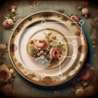 Intra Συλλεκτικό Ξύλινο Παζλ Plywood  4mm - Όμορφο φλοράλ πορσελάνινο πιάτο σε μπλε τραπεζομάντιλο Σε Ξύλινο Κουτί - Διαστάσεις: 10x10 cm – 25 κομμάτια - Image 1