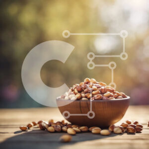 Intra Συλλεκτικό Ξύλινο Παζλ Plywood  4mm - Μπολ με ωμά αμύγδαλα σε ξύλινο τραπέζι με φως του ήλιου Σε Ξύλινο Κουτί - Διαστάσεις: 10x10 cm – 25 κομμάτια