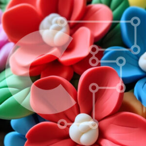 Intra Συλλεκτικό Ξύλινο Παζλ Plywood  4mm - Πολύχρωμα πλαστικά λουλούδια σε βάζο Σε Ξύλινο Κουτί - Διαστάσεις: 10x10 cm – 25 κομμάτια