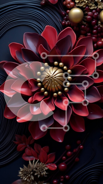 Intra Συλλεκτικό Ξύλινο Παζλ Plywood  4mm - Κοντινό πλάνο ενός κόκκινου λουλουδιού με χρυσές πινελιές Σε Ξύλινο Κουτί - Διαστάσεις: 10x10 cm – 25 κομμάτια