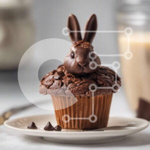 Intra Συλλεκτικό Ξύλινο Παζλ Plywood  4mm - Νόστιμο Cupcake Chocolate Bunny με τσιπς σοκολάτας και γάλα Σε Ξύλινο Κουτί - Διαστάσεις: 10x10 cm – 25 κομμάτια
