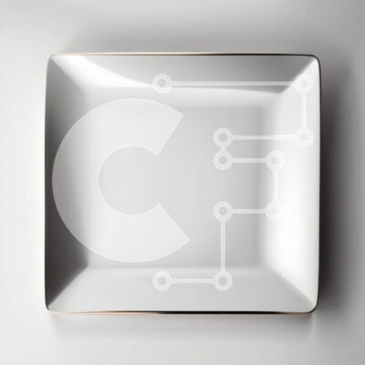 Intra Συλλεκτικό Ξύλινο Παζλ Plywood  4mm - Κομψή εικόνα ενός λευκού πιάτου με χρυσό χείλος σε γκρι φόντο Σε Ξύλινο Κουτί - Διαστάσεις: 10x10 cm – 25 κομμάτια - Image 1