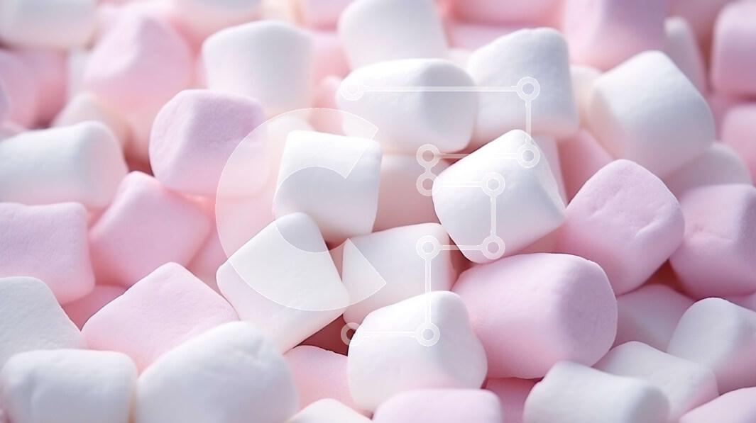 Intra Συλλεκτικό Ξύλινο Παζλ Plywood  4mm - Κοντινό πλάνο λευκών και ροζ Marshmallows Σε Ξύλινο Κουτί - Διαστάσεις: 10x10 cm – 25 κομμάτια