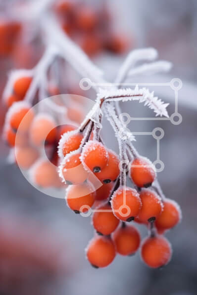 Intra Συλλεκτικό Ξύλινο Παζλ Plywood  4mm - Κλαδί καλυμμένο με παγετό με κόκκινα μούρα Σε Ξύλινο Κουτί - Διαστάσεις: 10x10 cm – 25 κομμάτια