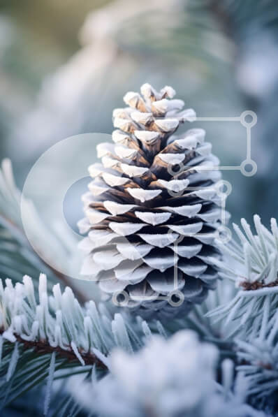 Intra Συλλεκτικό Ξύλινο Παζλ Plywood  4mm - Χιονισμένο κουκουνάρι με πευκοβελόνες στο φόντο Σε Ξύλινο Κουτί - Διαστάσεις: 10x10 cm – 25 κομμάτια