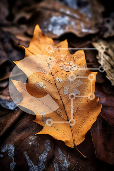 Intra Συλλεκτικό Ξύλινο Παζλ Plywood  4mm - Κίτρινο φύλλο σε ένα σωρό από αποξηραμένα καφέ φύλλα Σε Ξύλινο Κουτί - Διαστάσεις: 10x10 cm – 25 κομμάτια