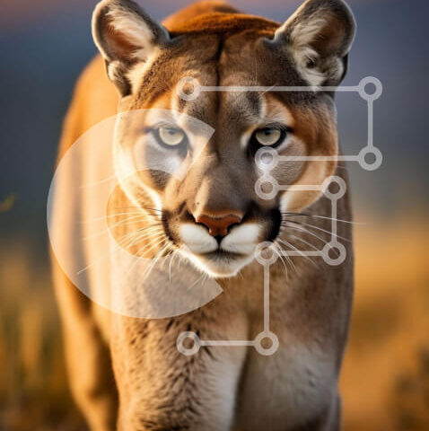 Intra Συλλεκτικό Ξύλινο Παζλ Plywood 4mm - Εκπληκτική εικόνα ενός ορεινού λιονταριού στο φυσικό του περιβάλλον Σε Ξύλινο Κουτί - Διαστάσεις: 10x10 cm – 25 κομμάτια - Image 1