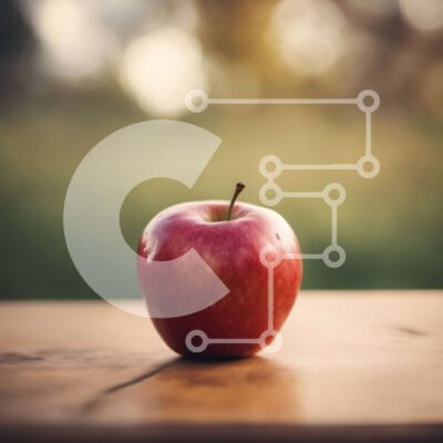 Intra Συλλεκτικό Ξύλινο Παζλ Plywood  4mm - Κόκκινο μήλο σε ξύλινο τραπέζι Σε Ξύλινο Κουτί - Διαστάσεις: 10x10 cm – 25 κομμάτια - Image 1