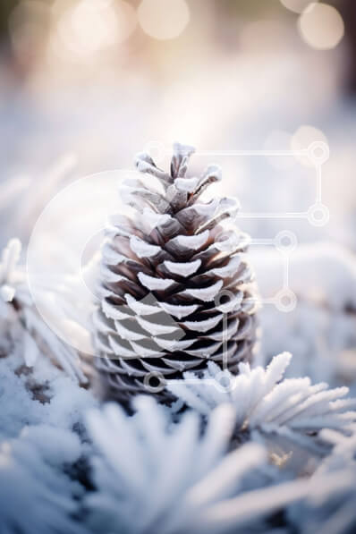 Intra Συλλεκτικό Ξύλινο Παζλ Plywood  4mm - Χιονισμένο κουκουνάρι σε ένα χειμερινό δάσος Σε Ξύλινο Κουτί - Διαστάσεις: 10x10 cm – 25 κομμάτια