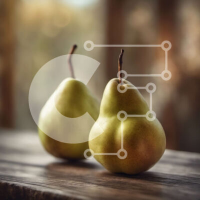 Intra Συλλεκτικό Ξύλινο Παζλ Plywood 4mm - Δύο αχλάδια σε ένα ξύλινο τραπέζι Σε Ξύλινο Κουτί - Διαστάσεις: 10x10 cm – 25 κομμάτια - Image 1