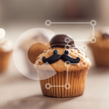 Intra Συλλεκτικό Ξύλινο Παζλ Plywood  4mm - Cupcakes και Muffins με μουστάκια και καπέλα Σε Ξύλινο Κουτί - Διαστάσεις: 10x10 cm – 25 κομμάτια - Image 1