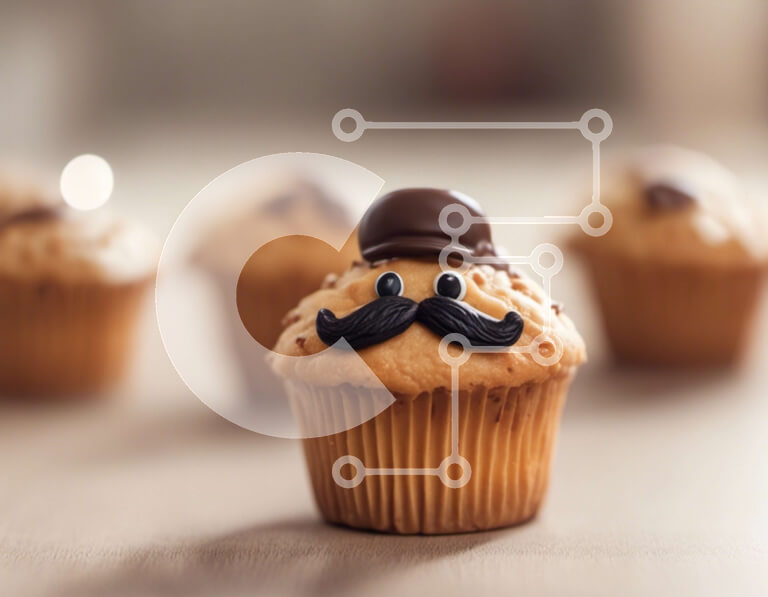 Intra Συλλεκτικό Ξύλινο Παζλ Plywood  4mm - Cupcakes και Muffins με μουστάκια και καπέλα Σε Ξύλινο Κουτί - Διαστάσεις: 10x10 cm – 25 κομμάτια - Image 1