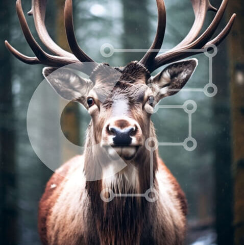 Intra Συλλεκτικό Ξύλινο Παζλ Plywood  4mm - Εκπληκτική φωτογραφία ενός μεγάλου αρσενικού κόκκινου ελαφιού στο φυσικό του περιβάλλον Σε Ξύλινο Κουτί - Διαστάσεις: 10x10 cm – 25 κομμάτια - Image 1