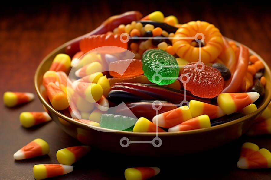 Intra Συλλεκτικό Ξύλινο Παζλ Plywood  4mm - Μπείτε στο Halloween Spirit με μια ποικιλία από Gummy Candies Σε Ξύλινο Κουτί - Διαστάσεις: 10x10 cm – 25 κομμάτια