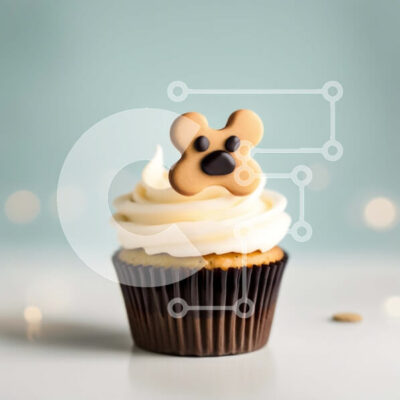 Intra Συλλεκτικό Ξύλινο Παζλ Plywood  4mm - Λαχταριστό Cupcake σοκολάτας με χαριτωμένη διακόσμηση σκύλου Σε Ξύλινο Κουτί - Διαστάσεις: 10x10 cm – 25 κομμάτια - Image 1