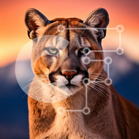 Intra Συλλεκτικό Ξύλινο Παζλ Plywood  4mm - Όμορφη εικόνα ενός βουνού λιονταριού στο ηλιοβασίλεμα Σε Ξύλινο Κουτί - Διαστάσεις: 10x10 cm – 25 κομμάτια - Image 1