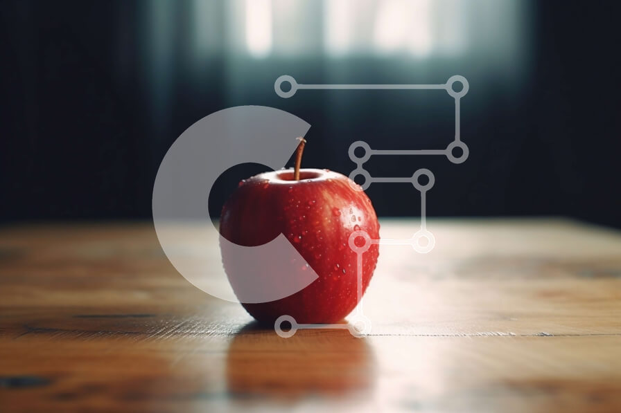 Intra Συλλεκτικό Ξύλινο Παζλ Plywood  4mm - Όμορφη εικόνα ενός κόκκινου μήλου σε ένα ξύλινο τραπέζι σε ένα ηλιόλουστο δωμάτιο Σε Ξύλινο Κουτί - Διαστάσεις: 10x10 cm – 25 κομμάτια