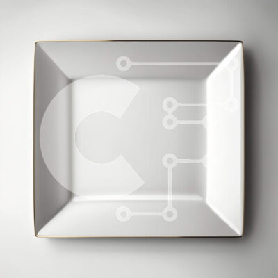 Intra Συλλεκτικό Ξύλινο Παζλ Plywood  4mm - Κομψό και μινιμαλιστικό λευκό πιάτο με γυαλιστερό χρυσό χείλος Σε Ξύλινο Κουτί - Διαστάσεις: 10x10 cm – 25 κομμάτια - Image 1