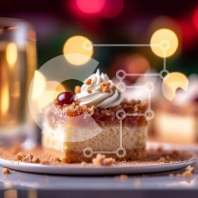 Intra Συλλεκτικό Ξύλινο Παζλ Plywood  4mm - Νόστιμο Cheesecake με Cranberries και σαντιγί σε τραπέζι Σε Ξύλινο Κουτί - Διαστάσεις: 10x10 cm – 25 κομμάτια - Image 1