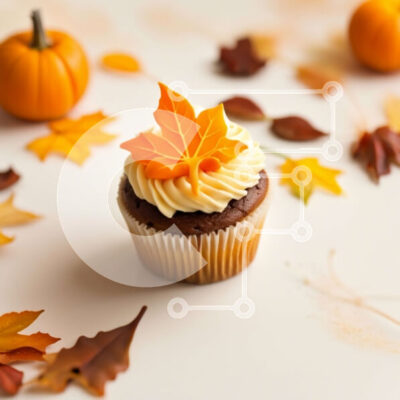 Intra Συλλεκτικό Ξύλινο Παζλ Plywood  4mm - Λαχταριστό Cupcake με φθινοπωρινή διακόσμηση Σε Ξύλινο Κουτί - Διαστάσεις: 10x10 cm – 25 κομμάτια - Image 1