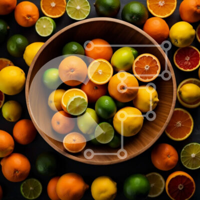 Intra Συλλεκτικό Ξύλινο Παζλ Plywood 4mm - Πολύχρωμο μπολ με εσπεριδοειδή - πορτοκάλια, λάιμ και λεμόνια Σε Ξύλινο Κουτί - Διαστάσεις: 10x10 cm – 25 κομμάτια - Image 1