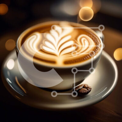 Intra Συλλεκτικό Ξύλινο Παζλ Plywood  4mm - Κομψό φλιτζάνι καφέ με σχέδιο φύλλων Latte Art Σε Ξύλινο Κουτί - Διαστάσεις: 10x10 cm – 25 κομμάτια - Image 1