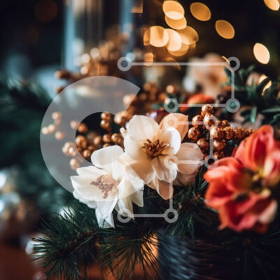 Intra Συλλεκτικό Ξύλινο Παζλ Plywood  4mm - Όμορφη κοντινή όψη της λουλουδάτης σύνθεσης με λευκά και ροζ λουλούδια και χρυσό βάζο Σε Ξύλινο Κουτί - Διαστάσεις: 10x10 cm – 25 κομμάτια - Image 1