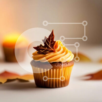 Intra Συλλεκτικό Ξύλινο Παζλ Plywood  4mm - Λαχταριστό Cupcake Πορτοκαλί με Διακόσμηση από φύλλα σφενδάμου Σε Ξύλινο Κουτί - Διαστάσεις: 10x10 cm – 25 κομμάτια - Image 1