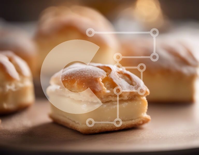 Intra Συλλεκτικό Ξύλινο Παζλ Plywood  4mm - Πεντανόστιμα διάφορα αρτοσκευάσματα με ζάχαρη άχνη Σε Ξύλινο Κουτί - Διαστάσεις: 10x10 cm – 25 κομμάτια