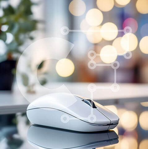 Intra Συλλεκτικό Ξύλινο Παζλ Plywood 4mm - Λευκό ποντίκι που κάθεται σε γυάλινο τραπέζι με θολό αστικό τοπίο Σε Ξύλινο Κουτί - Διαστάσεις: 10x10 cm – 25 κομμάτια - Image 1