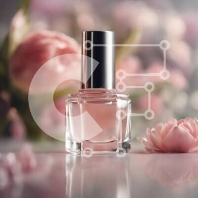 Intra Συλλεκτικό Ξύλινο Παζλ Plywood  4mm - Μπουκάλι βερνικιού νυχιών στο τραπέζι με ροζ λουλούδια Σε Ξύλινο Κουτί - Διαστάσεις: 10x10 cm – 25 κομμάτια - Image 1