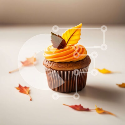 Intra Συλλεκτικό Ξύλινο Παζλ Plywood  4mm - Λαχταριστό Cupcake με φθινοπωρινή διακόσμηση Σε Ξύλινο Κουτί - Διαστάσεις: 10x10 cm – 25 κομμάτια - Image 1