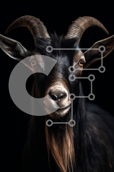 Intra Συλλεκτικό Ξύλινο Παζλ Plywood  4mm - Όμορφη εικόνα μιας μαύρης κατσίκας με μακριά κυρτά κέρατα Σε Ξύλινο Κουτί - Διαστάσεις: 10x10 cm – 25 κομμάτια