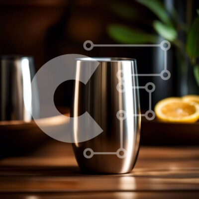 Intra Συλλεκτικό Ξύλινο Παζλ Plywood  4mm - Δροσιστική εικόνα του ποτηριού από ανοξείδωτο χάλυβα με φέτες λεμονιού Σε Ξύλινο Κουτί - Διαστάσεις: 10x10 cm – 25 κομμάτια - Image 1