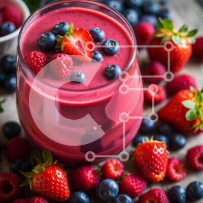 Intra Συλλεκτικό Ξύλινο Παζλ Plywood  4mm - Νόστιμο ροζ smoothie με φρέσκα μούρα Σε Ξύλινο Κουτί - Διαστάσεις: 10x10 cm – 25 κομμάτια - Image 1