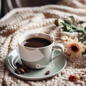 Intra Συλλεκτικό Ξύλινο Παζλ Plywood  4mm - Όμορφη εικόνα του καφέ και των λουλουδιών σε μια άνετη κουβέρτα Σε Ξύλινο Κουτί - Διαστάσεις: 10x10 cm – 25 κομμάτια