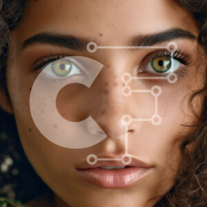 Intra Συλλεκτικό Ξύλινο Παζλ Plywood  4mm - Όμορφο πορτρέτο μιας νεαρής γυναίκας με σγουρά μαλλιά και πράσινα μάτια Σε Ξύλινο Κουτί - Διαστάσεις: 10x10 cm – 25 κομμάτια