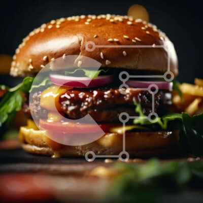 Intra Συλλεκτικό Ξύλινο Παζλ Plywood  4mm - Λαχταριστό χάμπουργκερ με ζουμερό μοσχάρι και λιωμένο τυρί Σε Ξύλινο Κουτί - Διαστάσεις: 10x10 cm – 25 κομμάτια - Image 1