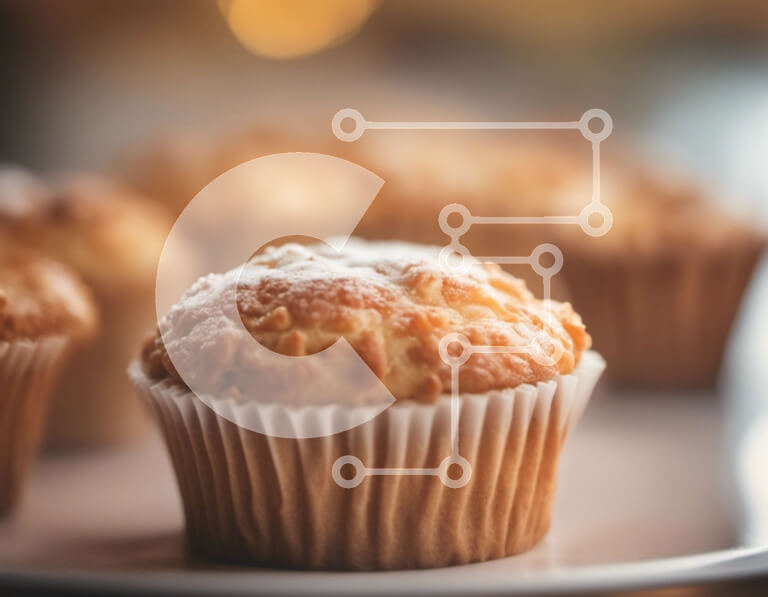 Intra Συλλεκτικό Ξύλινο Παζλ Plywood  4mm - Νόστιμα Muffins σε λευκό πιάτο Σε Ξύλινο Κουτί - Διαστάσεις: 10x10 cm – 25 κομμάτια - Image 1