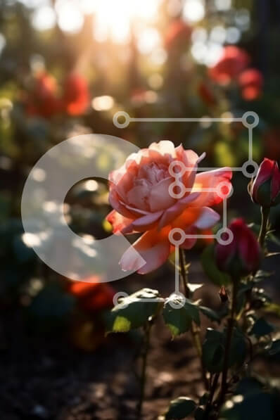 Intra Συλλεκτικό Ξύλινο Παζλ Plywood  4mm - Όμορφη εικόνα ενός ροζ τριαντάφυλλου σε πλήρη άνθιση στο ηλιοβασίλεμα Σε Ξύλινο Κουτί - Διαστάσεις: 10x10 cm – 25 κομμάτια