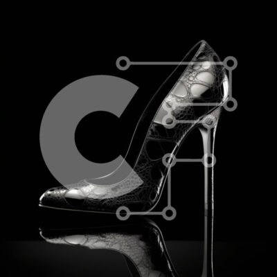 Intra Συλλεκτικό Ξύλινο Παζλ Plywood  4mm - Τρομακτικό μαύρο ψηλοτάκουνο παπούτσι με λεπτομέρειες από τον ιστό της αράχνης Σε Ξύλινο Κουτί - Διαστάσεις: 10x10 cm – 25 κομμάτια - Image 1