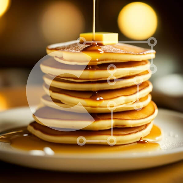 Intra Συλλεκτικό Ξύλινο Παζλ Plywood  4mm - Λαχταριστές τηγανίτες με σιρόπι σε λευκό πιάτο Σε Ξύλινο Κουτί - Διαστάσεις: 10x10 cm – 25 κομμάτια