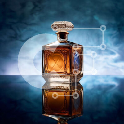 Intra Συλλεκτικό Ξύλινο Παζλ Plywood  4mm - Μπουκάλι αλκοόλ στο τραπέζι με την αντανάκλαση του ατόμου Σε Ξύλινο Κουτί - Διαστάσεις: 10x10 cm – 25 κομμάτια - Image 1