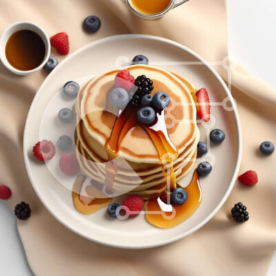 Intra Συλλεκτικό Ξύλινο Παζλ Plywood  4mm - Πιάτο τηγανίτες με σιρόπι και μούρα Σε Ξύλινο Κουτί - Διαστάσεις: 10x10 cm – 25 κομμάτια - Image 1