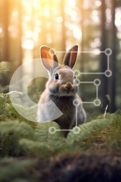 Intra Συλλεκτικό Ξύλινο Παζλ Plywood  4mm - Αξιολάτρευτη εικόνα ενός μικρού κουνελιού σε ένα ξέφωτο δάσους Σε Ξύλινο Κουτί - Διαστάσεις: 10x10 cm – 25 κομμάτια