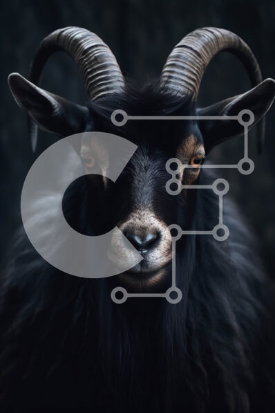 Intra Συλλεκτικό Ξύλινο Παζλ Plywood  4mm - Όμορφη εικόνα μιας μαύρης κατσίκας με μακριά κέρατα Σε Ξύλινο Κουτί - Διαστάσεις: 10x10 cm – 25 κομμάτια