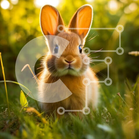 Intra Συλλεκτικό Ξύλινο Παζλ Plywood 4mm - Χαριτωμένη εικόνα ενός μικρού καφέ κουνελιού στο γρασίδι Σε Ξύλινο Κουτί - Διαστάσεις: 10x10 cm – 25 κομμάτια - Image 1